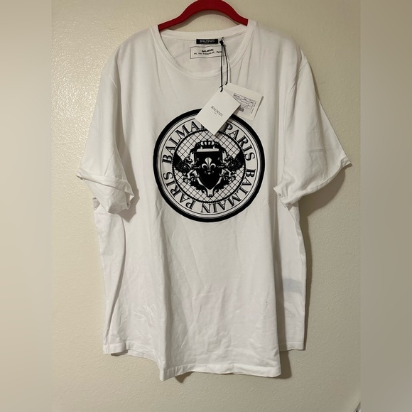 BNWT Balmain T-Shirt in white size 44 unisex - Picture 1 of 5